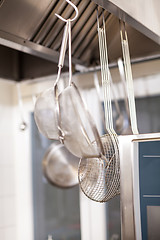 Image showing Neat interior of a commercial kitchen