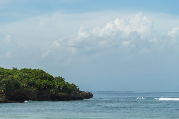 Image showing Beautiful tropical beach with lush vegetation