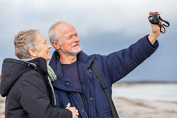 Image showing Elderly couple taking a self portrait