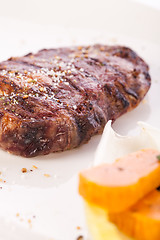 Image showing Grilled beef steak with seasoning