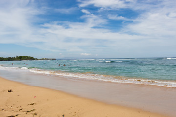 Image showing Beautiful tropical beach with lush vegetation