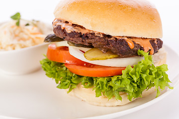 Image showing Cheeseburger with cole slaw 