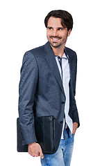 Image showing Handsome stylish man carrying a briefcase