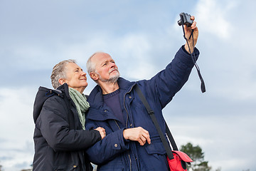 Image showing Elderly couple taking a self portrait