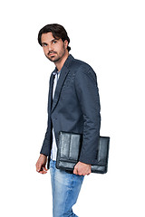 Image showing Handsome stylish man carrying a briefcase