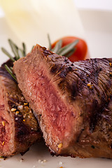 Image showing Succulent medium rare beef steak