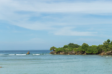 Image showing Beautiful tropical beach with lush vegetation