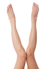 Image showing Elegant long bare female legs