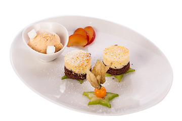 Image showing Gourmet coffee blanc mange with gooseberry