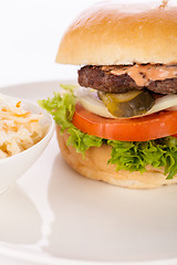 Image showing Cheeseburger with cole slaw 