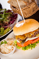 Image showing Cheeseburger with cole slaw 