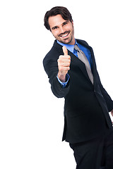 Image showing Enthusiastic businessman giving a thumbs up