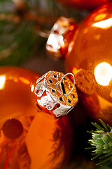 Image showing Shiny bright copper colored Christmas balls