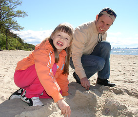 Image showing young family at the beach