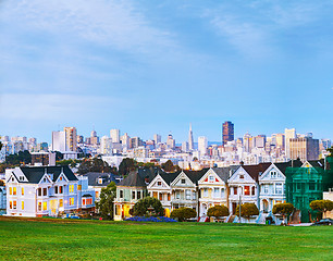 Image showing San Francisco cityscape as seen from Alamo square park