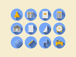 Image showing Flat icons for school supplies