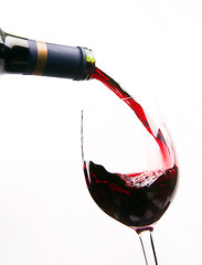 Image showing Red Wine Being Poured into Stemmed Glass