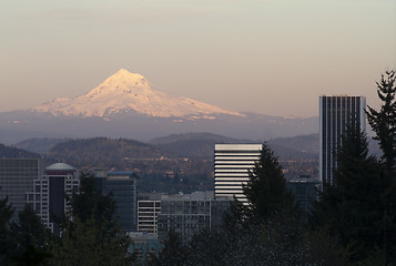 Image showing Architecture Buildings Downtown Portland Cascade Range Mount Hoo