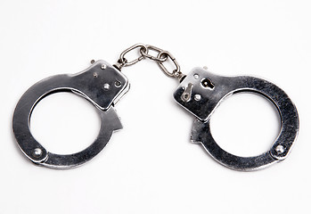 Image showing Law Enforcement Handcuffs Wrist Restraints on White Background