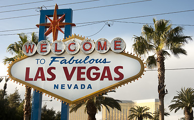 Image showing Welcome to Las Vegas Nevada Skyline City Limit Street Sign