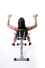 Image showing Woman on Weight Bench During Work Out