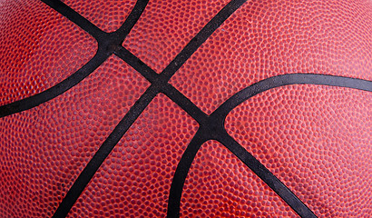 Image showing Basketball Close up Partial View Isolated Pebbled Pattern Lines