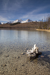 Image showing Redfish Lake Water Reflection Sun Valley Idaho Sawtooth Mountain