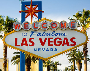 Image showing Welcome to Las Vegas Nevada Sign with Palm Trees