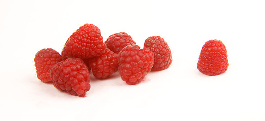 Image showing Fruit Food Raspberries in a Pile on White