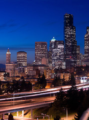 Image showing Seattle Washington Skyline Vertical Smith Tower Downtown