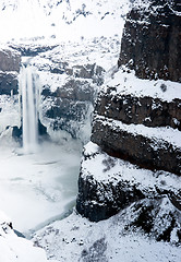 Image showing Palouse Falls Frozen Solid in Winter Washington State Waterfall