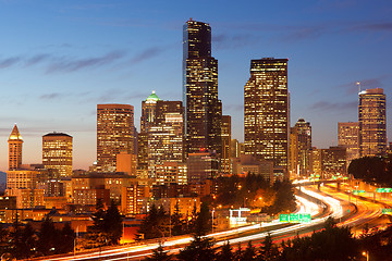 Image showing Interstate 5 & Seattle America Stock Photo