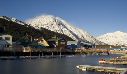 Image showing Winter Freeze Resurrection Bay Seward Alaska Docks Marina Boardw