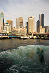 Image showing Seattle from Elliott Bay Ferry Leaving Terminal Puget Sound