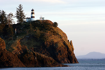 Image showing Pacific Coast Lighthouse Cape Disappointment Pacific Coast Ocean