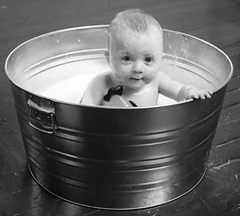 Image showing 6 month old Boy in Bubble Bath Tub