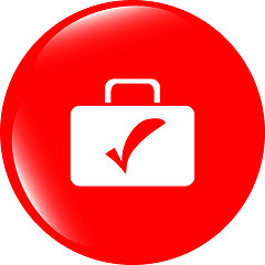 Image showing tick mark on business suitcase. web icon isolated on white background