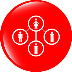 Image showing icon button with network of woman inside, isolated on white