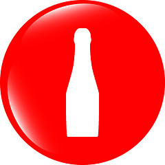 Image showing bottle with drink - icon glossy button isolated