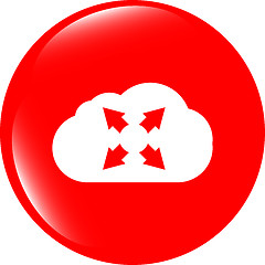 Image showing abstract cloud set icon. Upload button. Load symbol. Round button