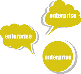 Image showing enterprise word on modern banner design template. set of stickers, labels, tags, clouds