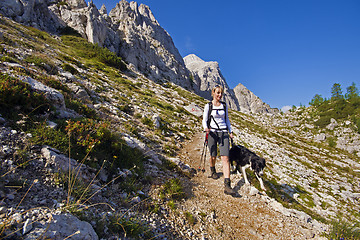 Image showing hiking with dog