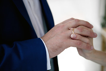 Image showing Wedding ring exchange