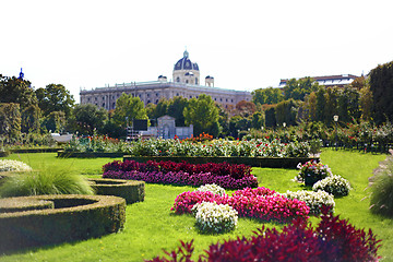 Image showing green park with flowers