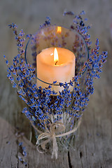 Image showing candle and lavender