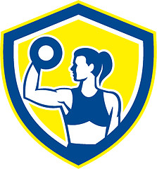 Image showing Woman Lifting Dumbbell Weight Physical Fitness Retro