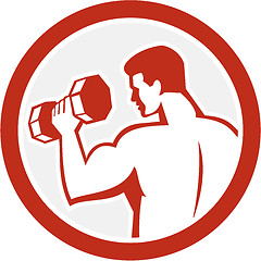 Image showing Man Lifting Dumbbell Fitness Retro