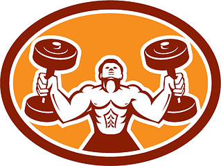 Image showing Man Lifting Dumbbell Weight Physical Fitness Retro