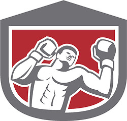 Image showing Boxer Punching Boxing Shield Retro