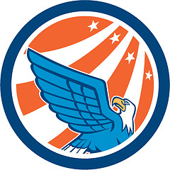 Image showing American Eagle Flying Looking Up Retro